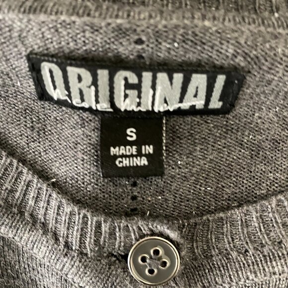 Nicole Miller Charcoal Gray Glitter Crew Neck Button Down Long Sleeve Cardigan S - Picture 13 of 13